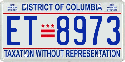 DC license plate ET8973