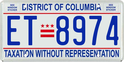 DC license plate ET8974