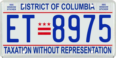 DC license plate ET8975