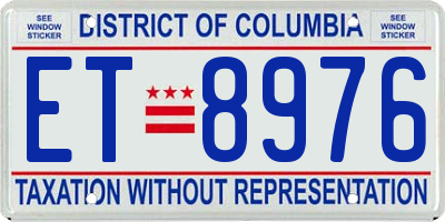 DC license plate ET8976