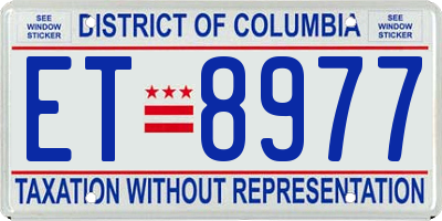 DC license plate ET8977