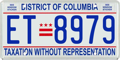 DC license plate ET8979