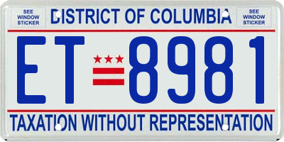 DC license plate ET8981