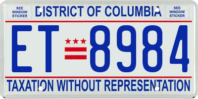 DC license plate ET8984