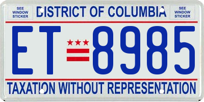 DC license plate ET8985