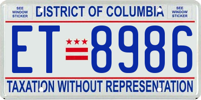 DC license plate ET8986