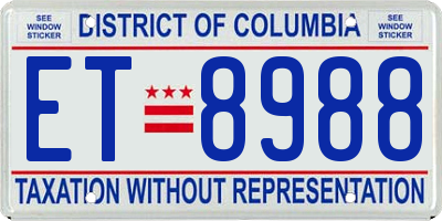 DC license plate ET8988