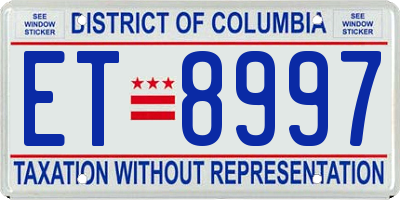 DC license plate ET8997