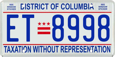 DC license plate ET8998