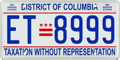 DC license plate ET8999