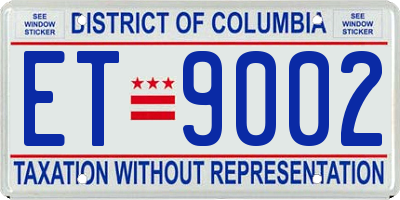 DC license plate ET9002