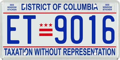 DC license plate ET9016