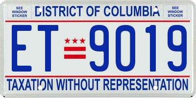 DC license plate ET9019