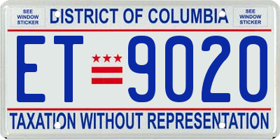 DC license plate ET9020