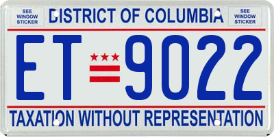 DC license plate ET9022