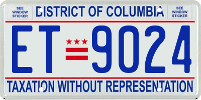 DC license plate ET9024