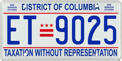 DC license plate ET9025