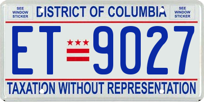 DC license plate ET9027