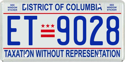 DC license plate ET9028