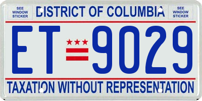 DC license plate ET9029