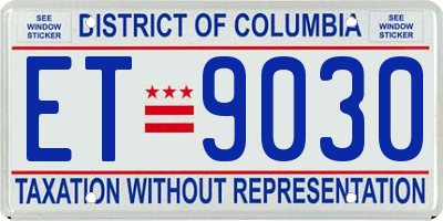 DC license plate ET9030