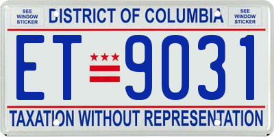DC license plate ET9031