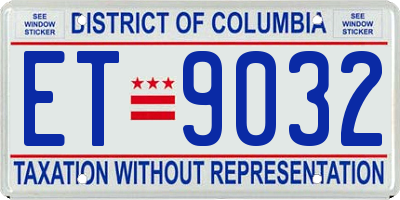 DC license plate ET9032