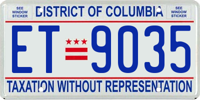 DC license plate ET9035