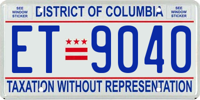 DC license plate ET9040
