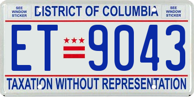 DC license plate ET9043