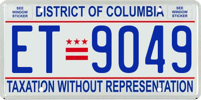 DC license plate ET9049