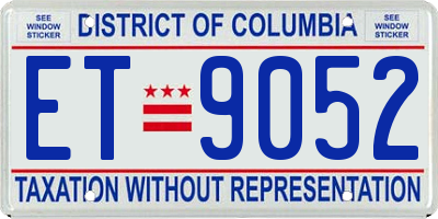 DC license plate ET9052