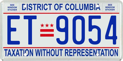 DC license plate ET9054