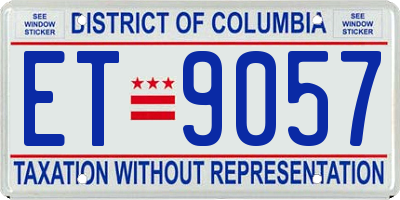 DC license plate ET9057