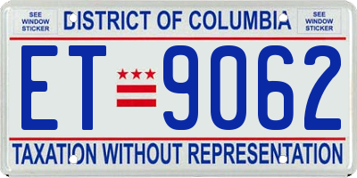 DC license plate ET9062