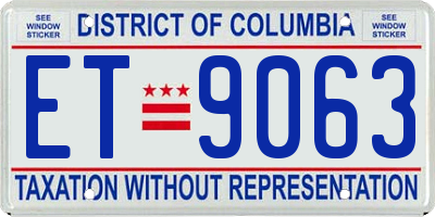 DC license plate ET9063