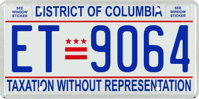 DC license plate ET9064