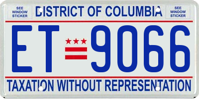 DC license plate ET9066