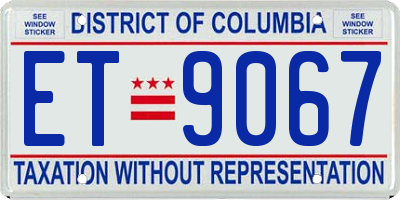 DC license plate ET9067