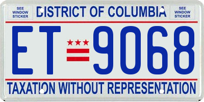 DC license plate ET9068