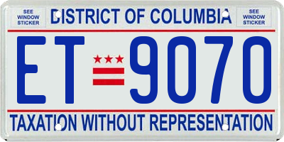 DC license plate ET9070