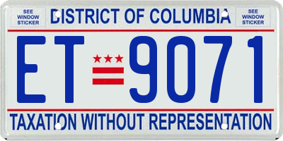 DC license plate ET9071