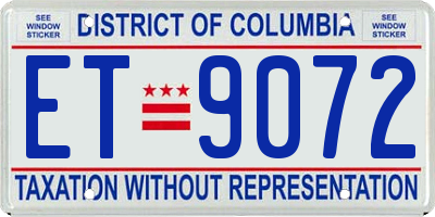 DC license plate ET9072