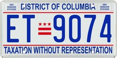 DC license plate ET9074