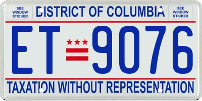DC license plate ET9076