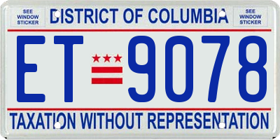 DC license plate ET9078