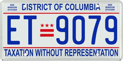 DC license plate ET9079