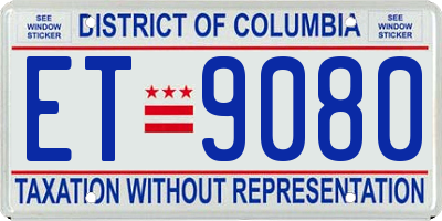 DC license plate ET9080