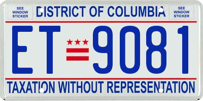 DC license plate ET9081