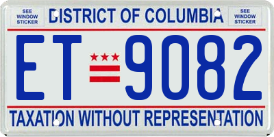 DC license plate ET9082